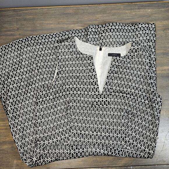 J.Crew Embroidered Cotton Fit Flare Dress Black White Sleeveless Size 10 - Picture 3 of 9